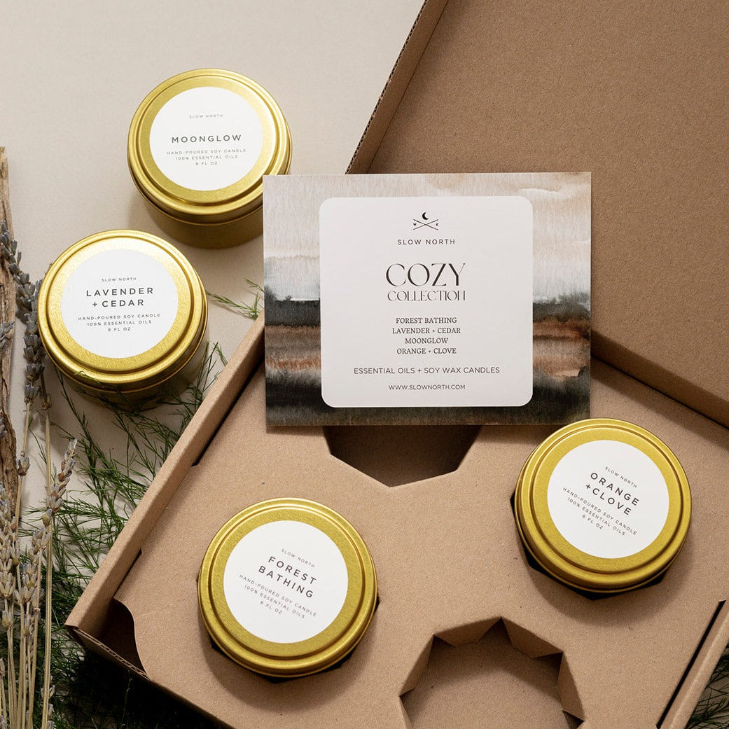 Botanical Candles Cozy Collection - 4 Pack gift bundle