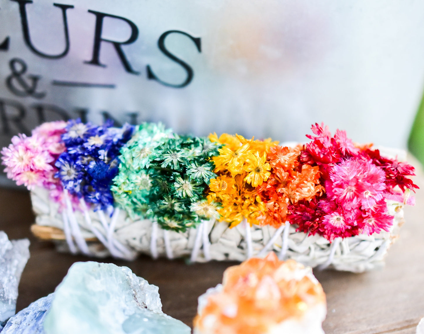 7 Chakra Floral Sage Bundle. Excellent for clearing energies from any space