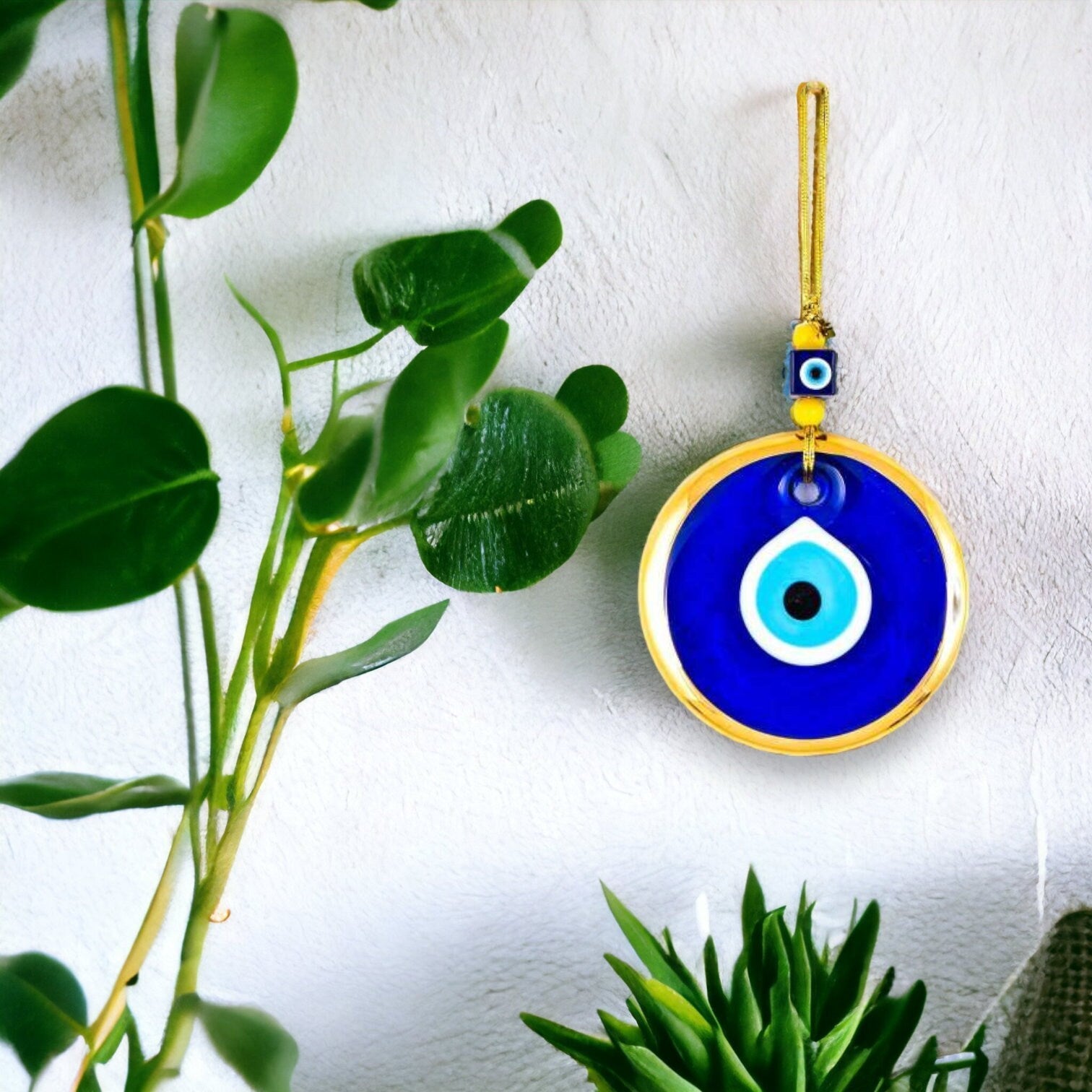 Gold Gilded Wall Hanging Evil Eye Nazar Boncuk Mal De Ojo, Modern Boho Style Home Decor-2