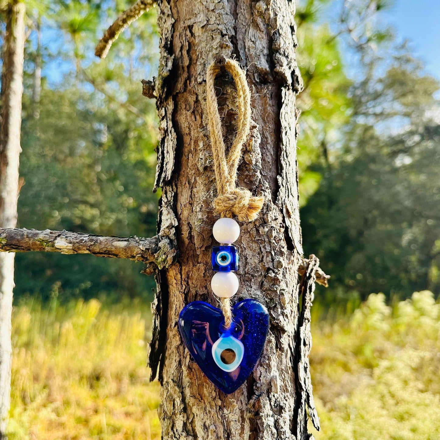 Heart Shape Wall Hanging Evil Eye Nazar Boncuk Mal De Ojo, Modern Boho Style Home Decor, Turkish Gift, Valentine's Day