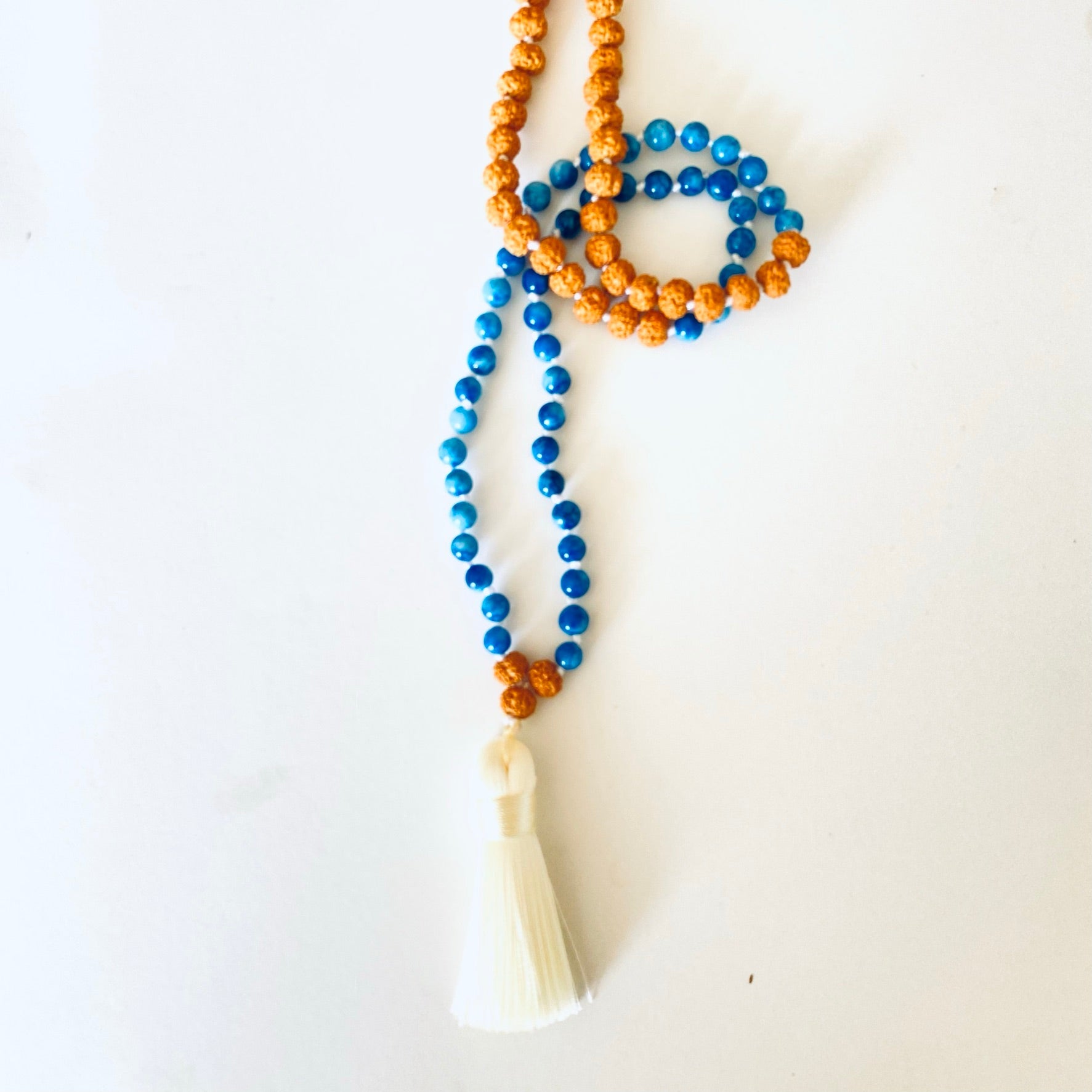 Third Eye Mala - Angelite and Rudraksha-1
