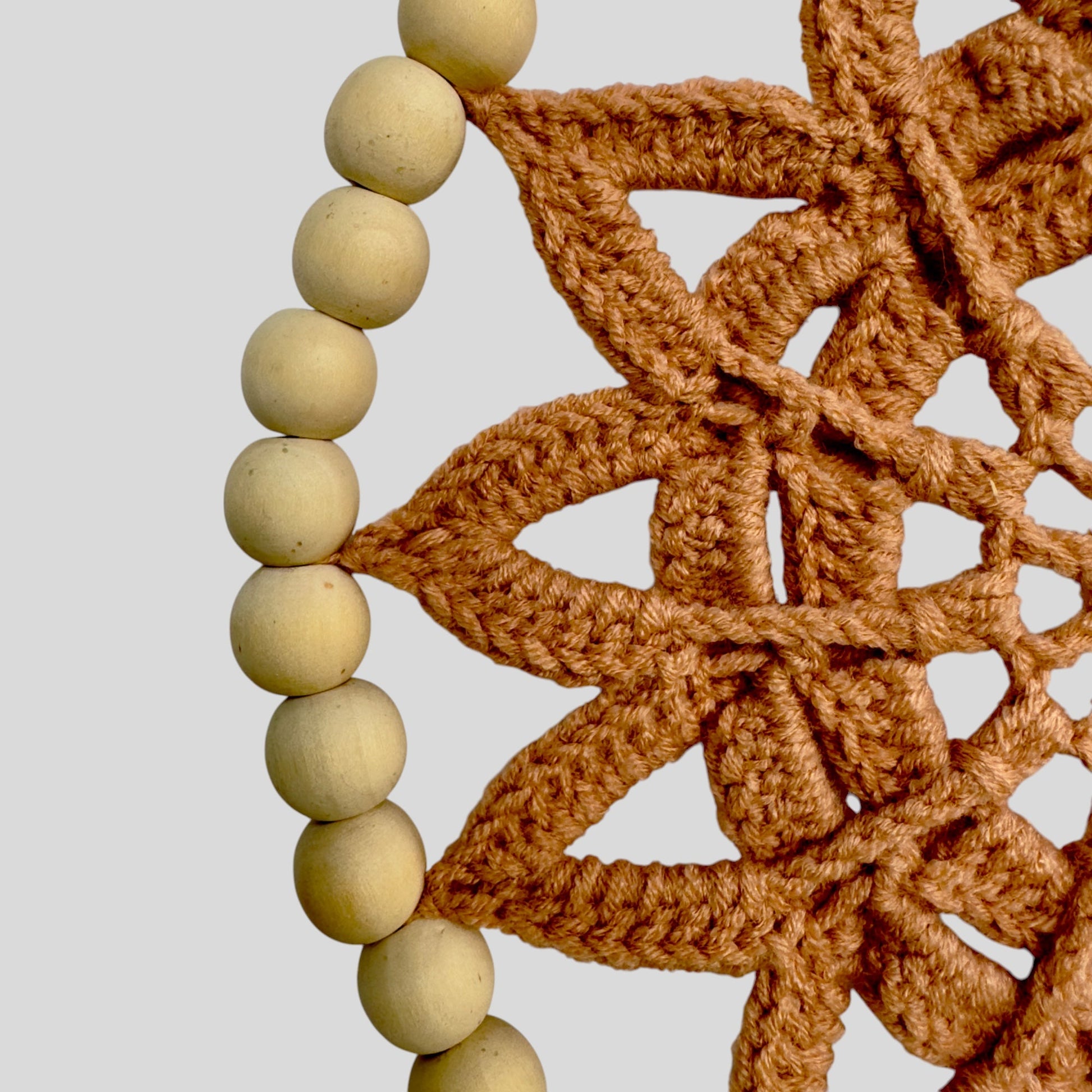 8.5" Handmade Wood Bead Frame Macrame Dreamcatcher - Nursery and Kid's Room Decor -- Himalayan Salt-1