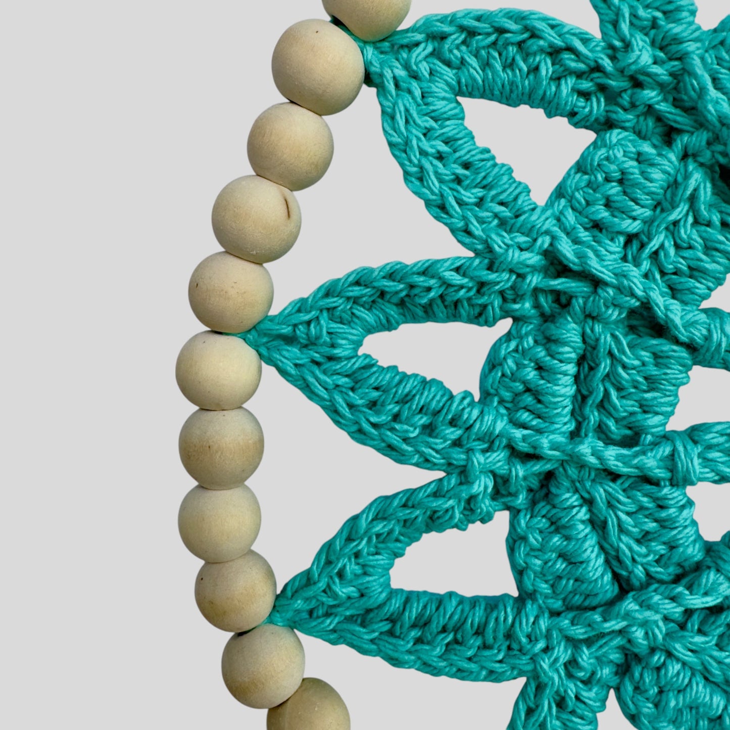 10" Handmade Wood Bead Frame Macrame Dreamcatcher - Nursery and Kid's Room Decor -- Turquoise-1