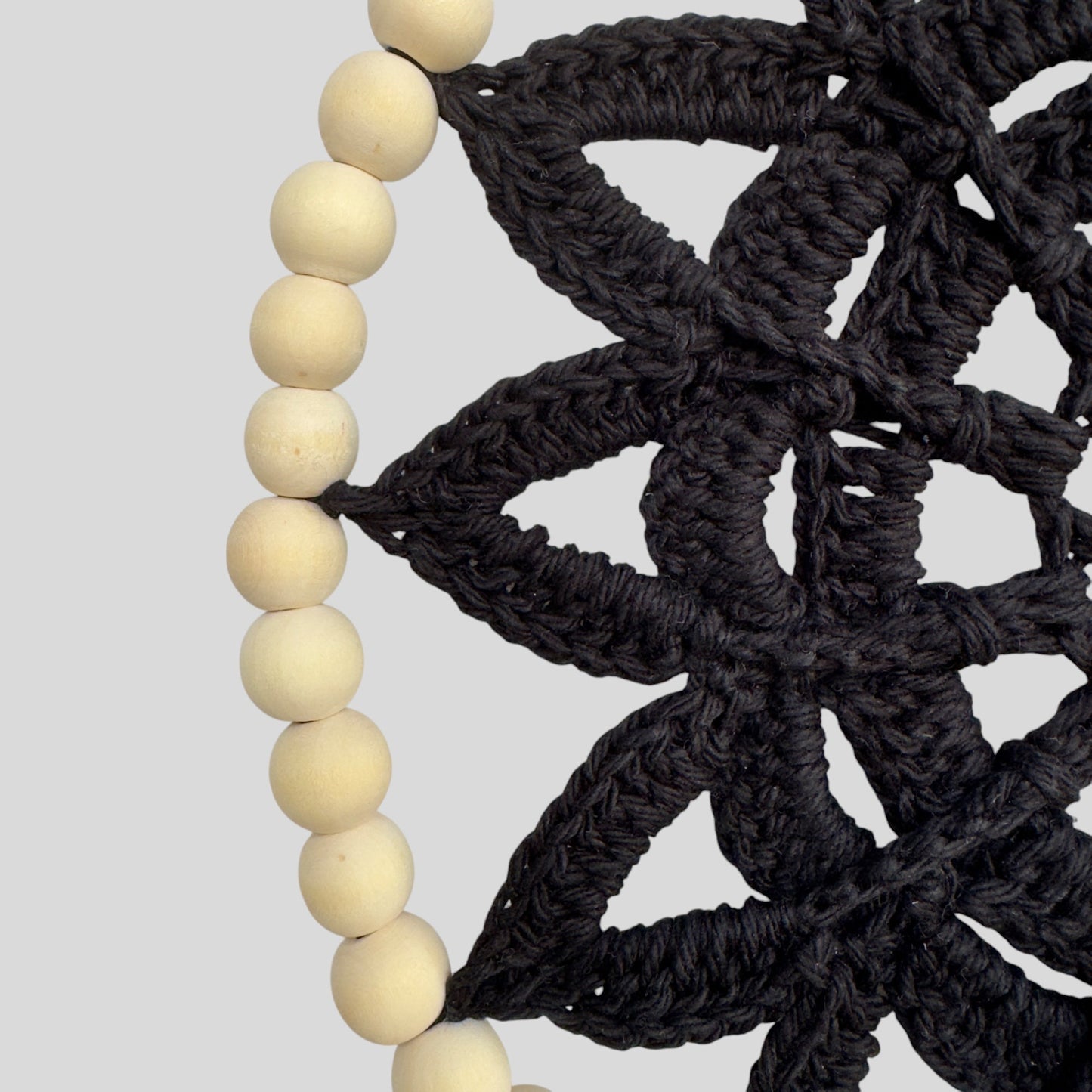 10" Handmade Wood Bead Frame Macrame Dreamcatcher - Nursery and Kid's Room Decor -- Black-1