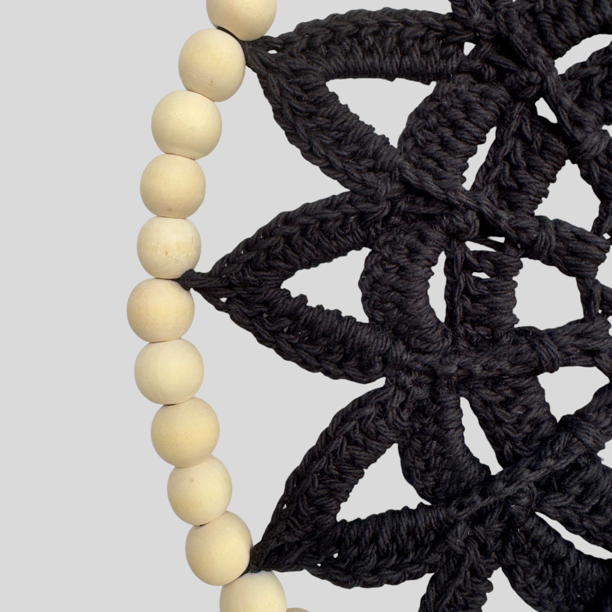 10" Handmade Wood Bead Frame Macrame Dreamcatcher - Nursery and Kid's Room Decor -- Black-1