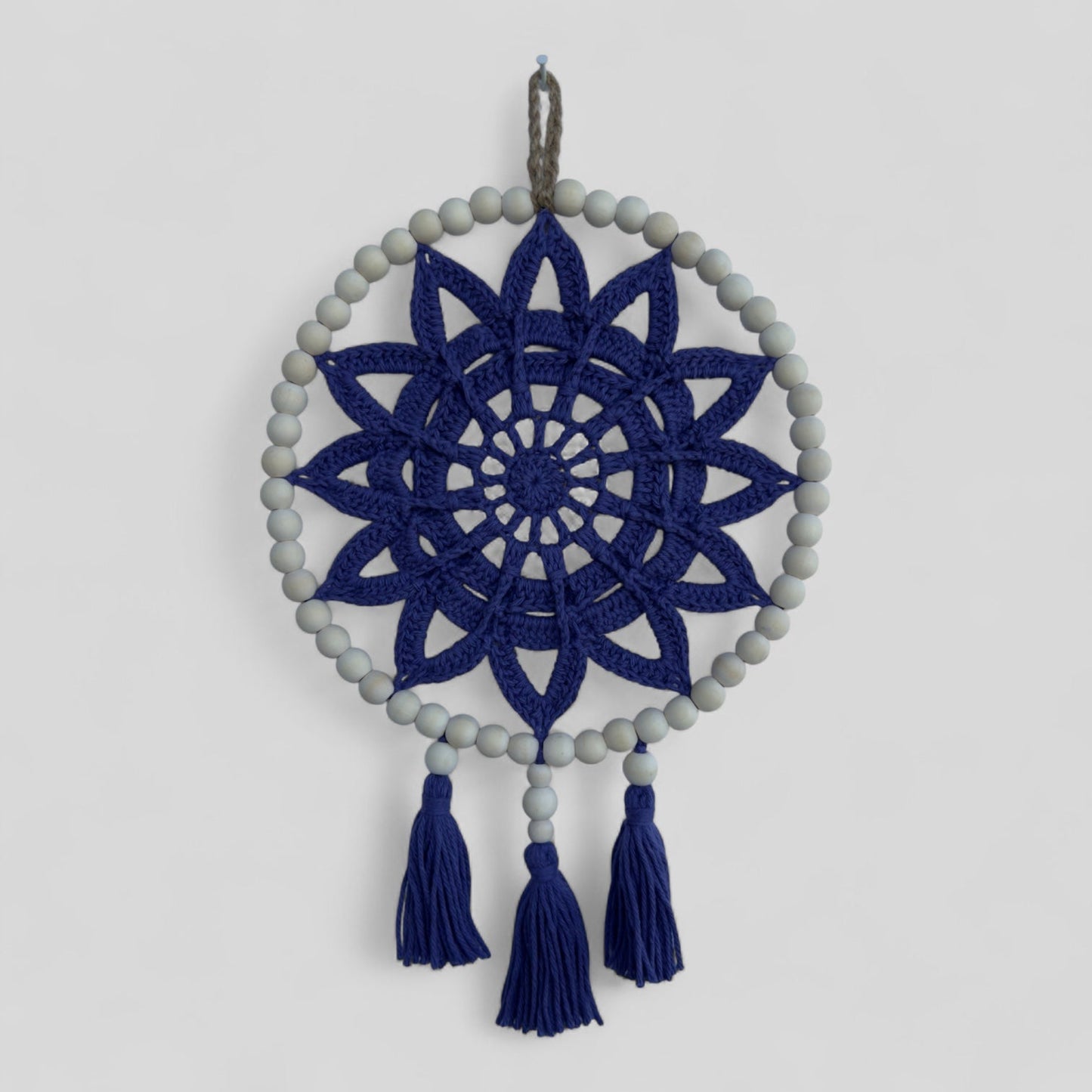 10" Handmade Wood Bead Frame Macrame Dreamcatcher - Nursery and Kid's Room Decor -- Purple-0