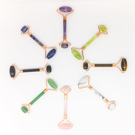 Copper & Crystal Face Roller - Massager for facial fine lines, puffiness, and tired eyes
