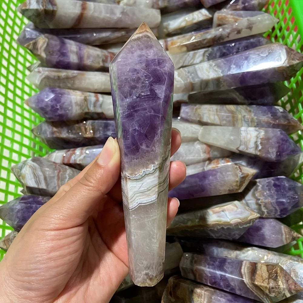 1pc High-Quality Amethyst Crystal Scepter, Bohemian Style, 4.72-5.51inch, Polished & Smooth, Decorative Stone for Home Decor