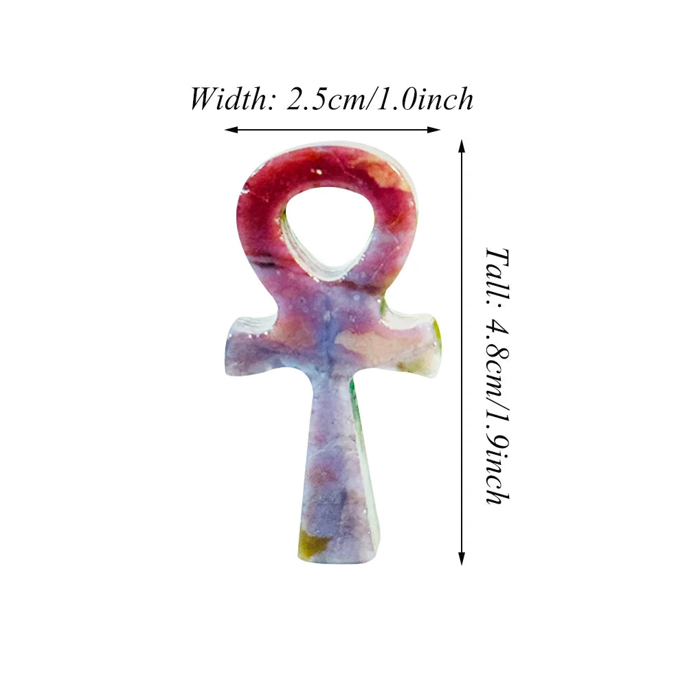 Crystal Ankh Pendant | Symbol of Life, Protection & Spiritual Energy (Natural Stone)