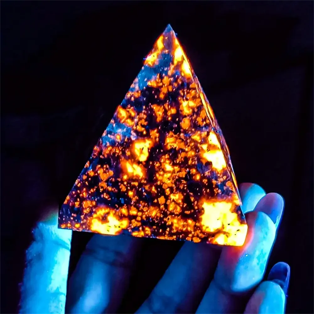 1pc AAAA+ Yooperlite tower Crystal Carving - UV Reactive Quartz Statue, Bohemian Style, Unique Home Decor, High-end Crystal