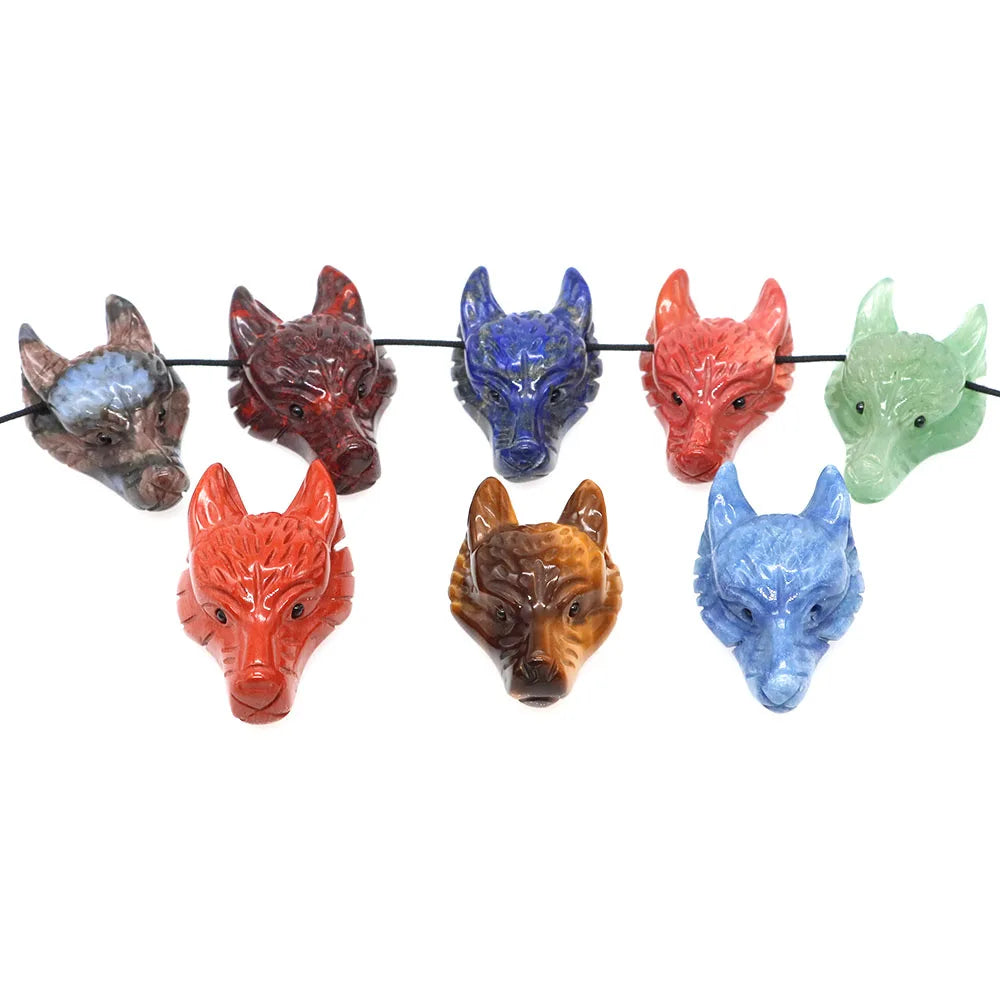 Crystal Wolf Head (Pendant Only) | Hand-Carved Wolf Totem, Protection & Strength Healing Stone