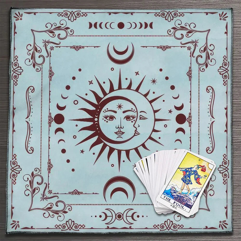 Sun & Moon Altar Cloth | Minimalist Celestial Tarot Cloth, Moon Phase Spiritual Decor
