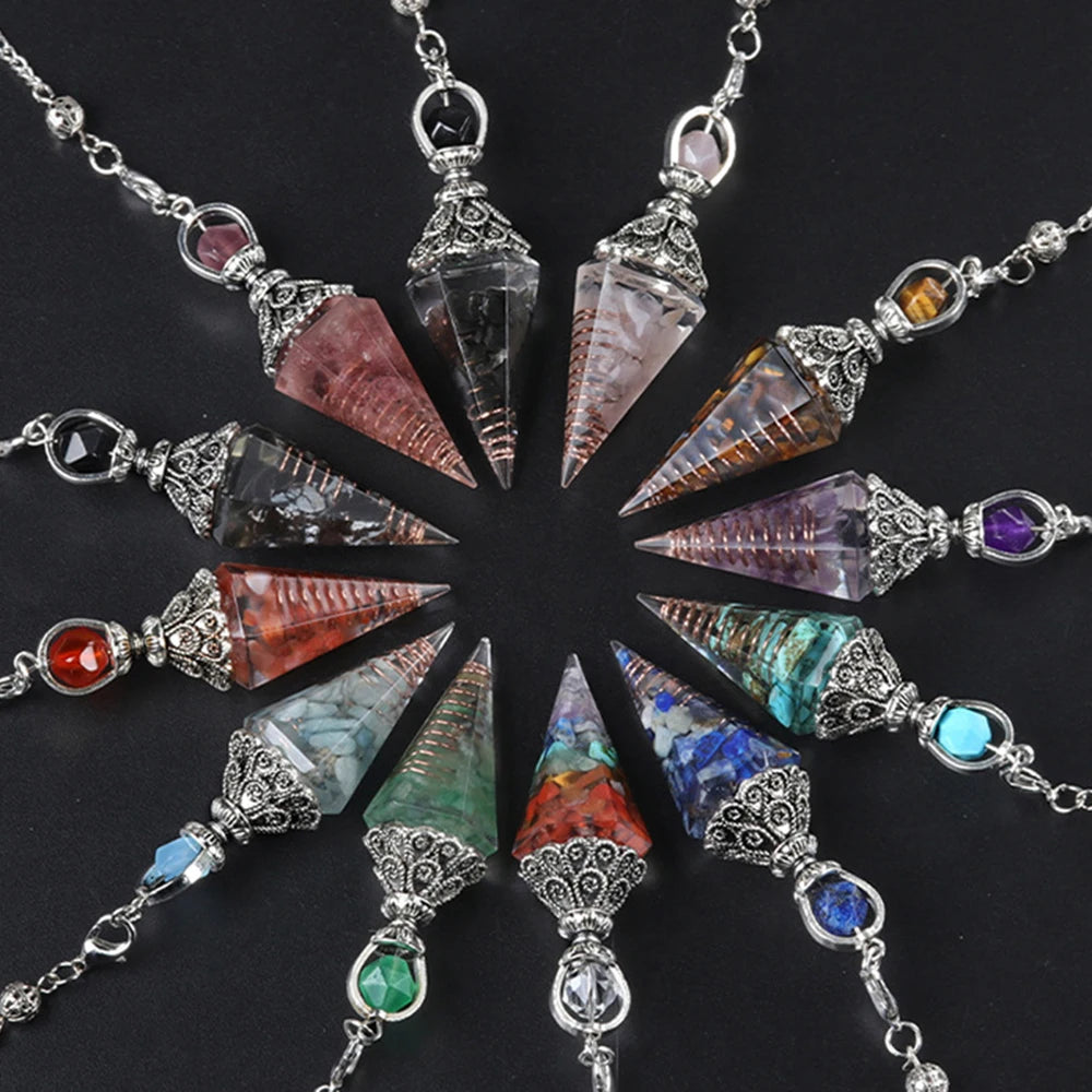 Pendulums Spiritual Hexagonal Pointed Resin Crystal Healing Stone Quartz Witchcraft Supplies Balancing Accessories Divination
