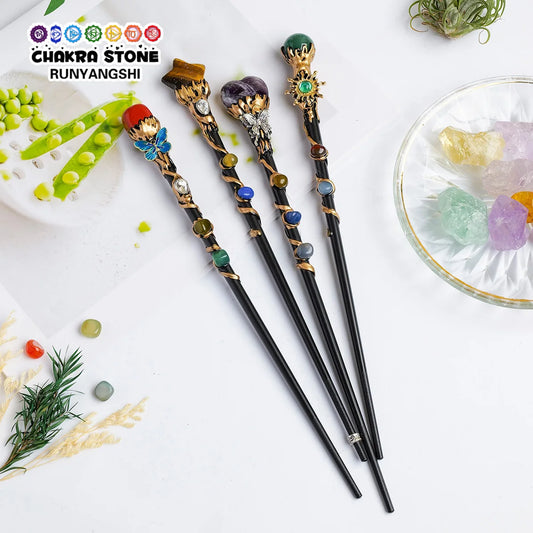 Crystal Magic Wand | Butterfly Star Heart Crystal Wand | Witchcraft Altar Tool | Spiritual Decor | Healing Crystal Scepter | Witchy Gift