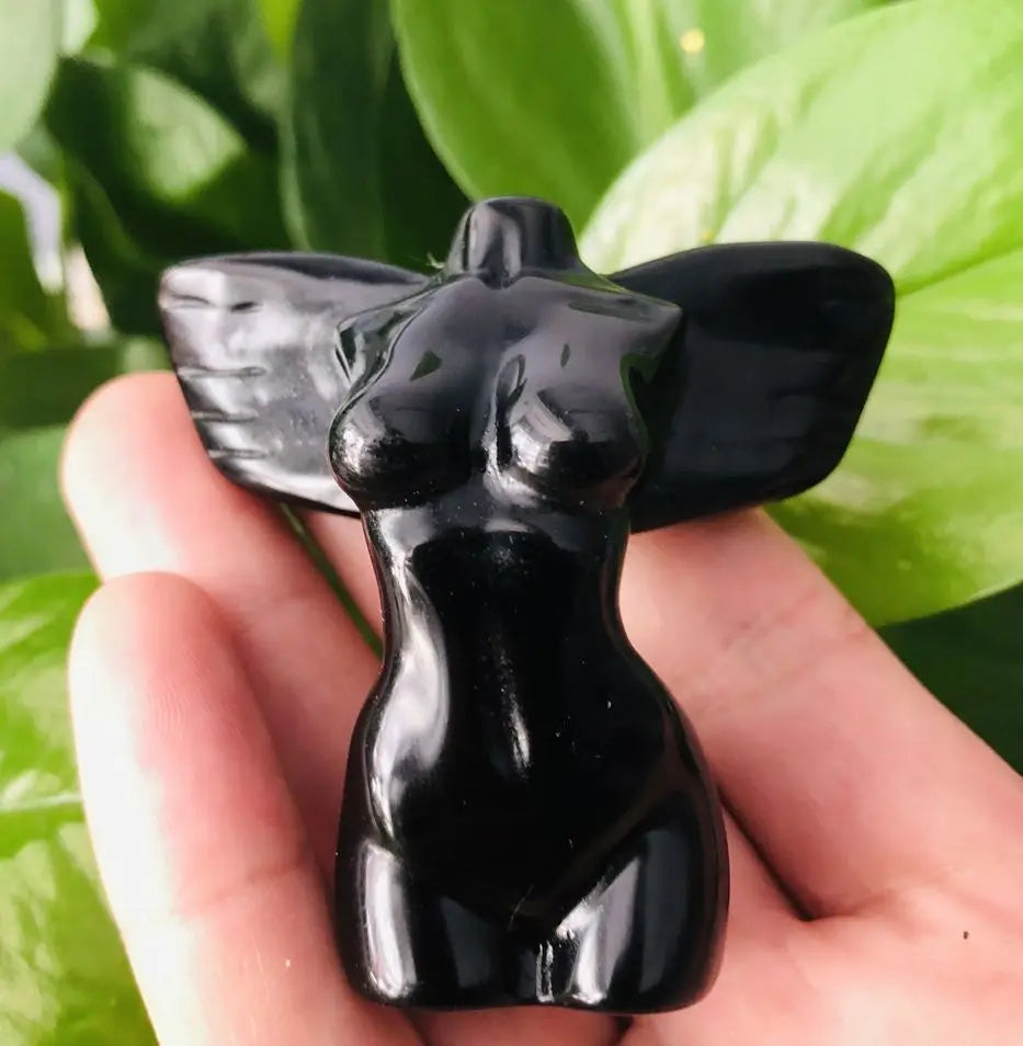 Crystal Goddess Body Statue | Divine Feminine Crystal Carving | Opalite & Black Obsidian Figure | Spiritual Altar Decor | Feminine Energy Healing Stone