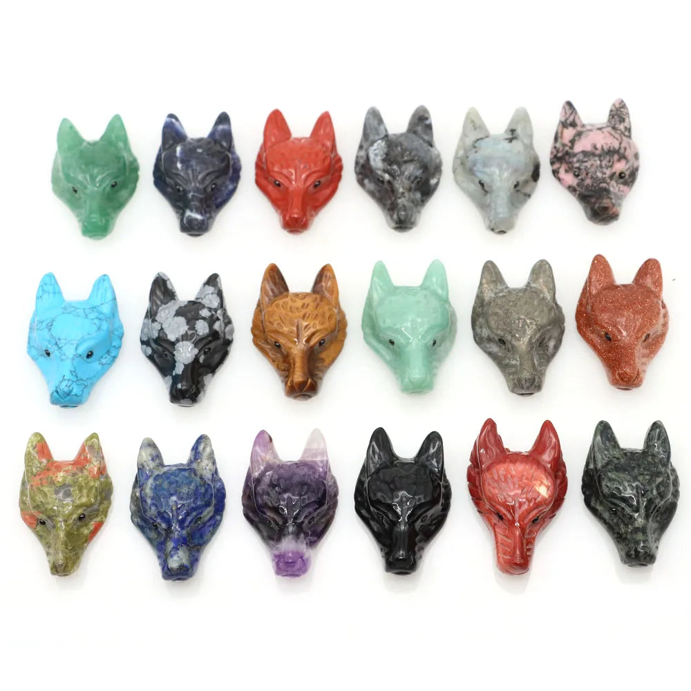 Crystal Wolf Head (Pendant Only) | Hand-Carved Wolf Totem, Protection & Strength Healing Stone