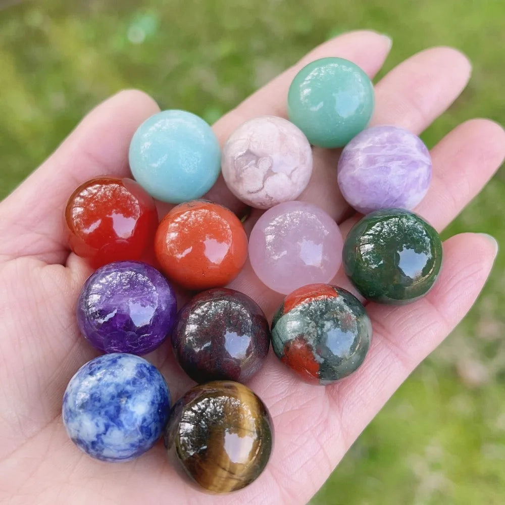 1pc Gemstone Balls 20mm Polished Crystal Sphere Multi Style Pocket Palm Crystals for Witchcraft Meditation Reiki Balancing Decor