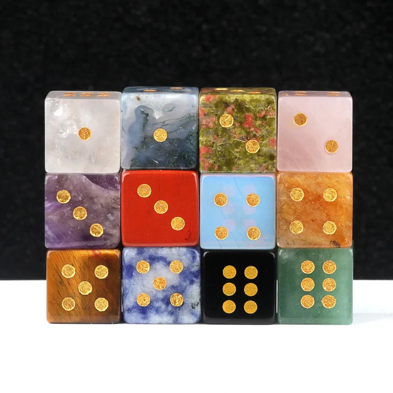15mm Natural Stones Six Sided Dice Healing Crystal Lapis Lazuli Quartz Gems Crafts Energy Mineral Game Supplies Home Decor Gifts