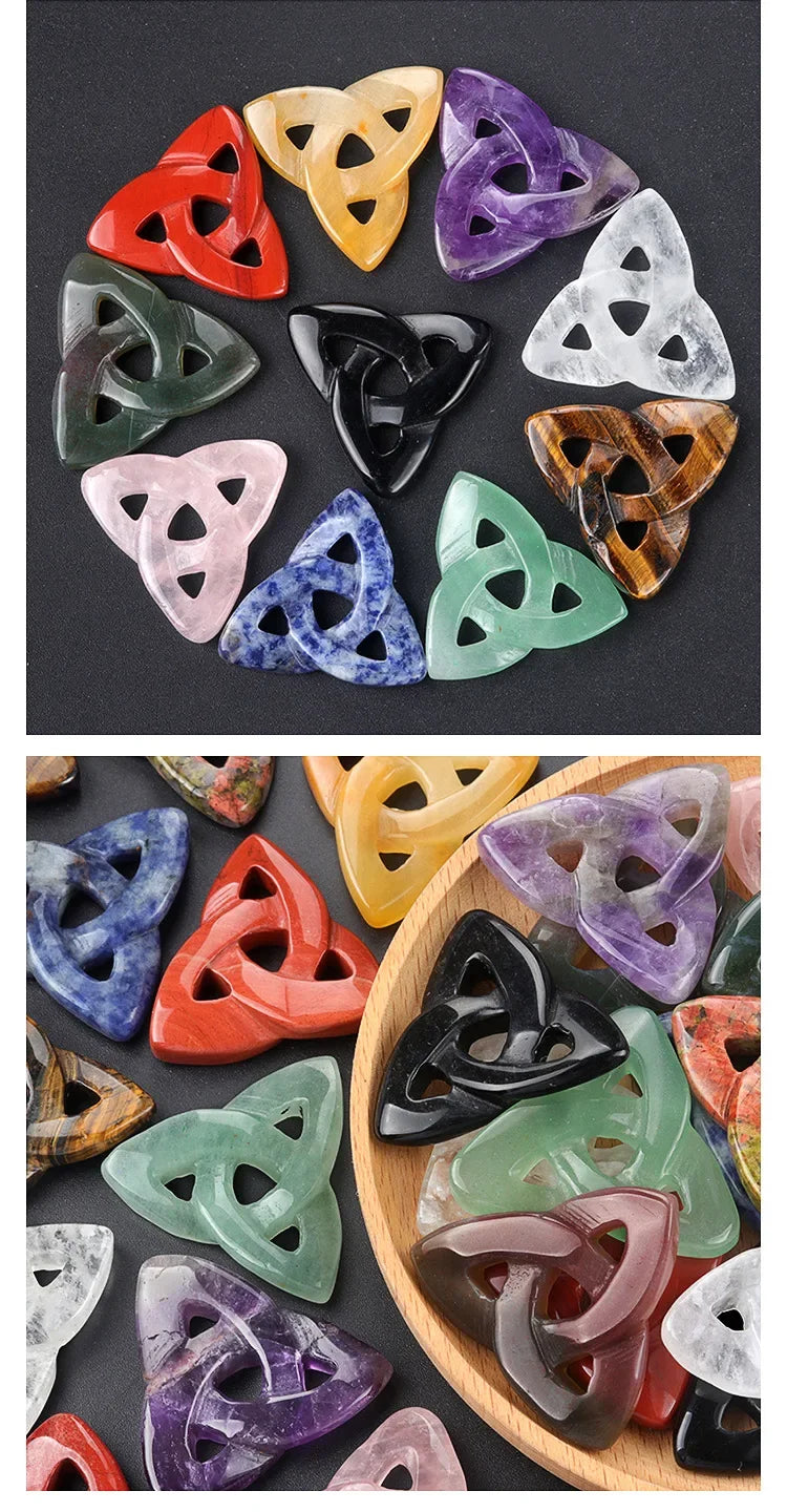 Trinity Knot Crystal | Celtic Knot Healing Stone, Protection & Spiritual Balance (12 Stone Options)