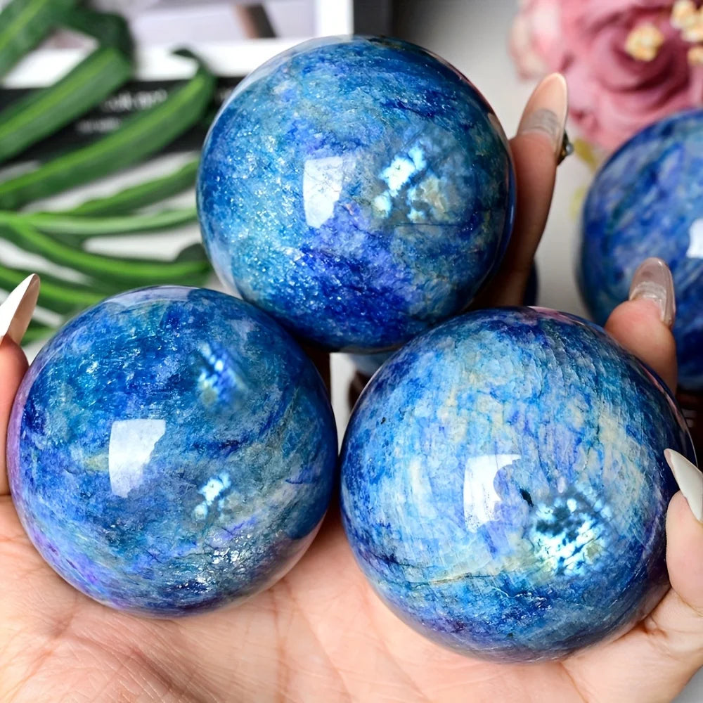1pc Strong Flash Moonstone Sphere, Polished Crystal Ball, Bohemian Style Mineral Specimen for Home Decor