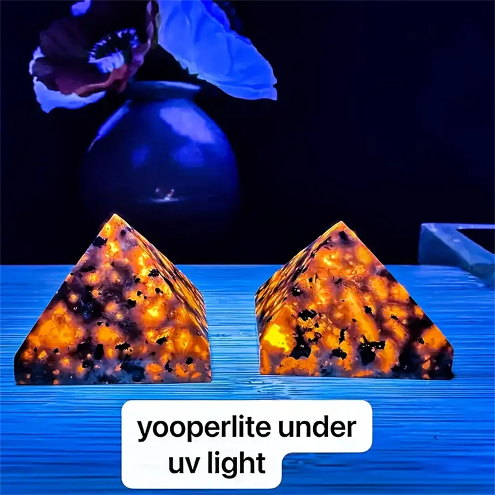 1pc AAAA+ Yooperlite tower Crystal Carving - UV Reactive Quartz Statue, Bohemian Style, Unique Home Decor, High-end Crystal