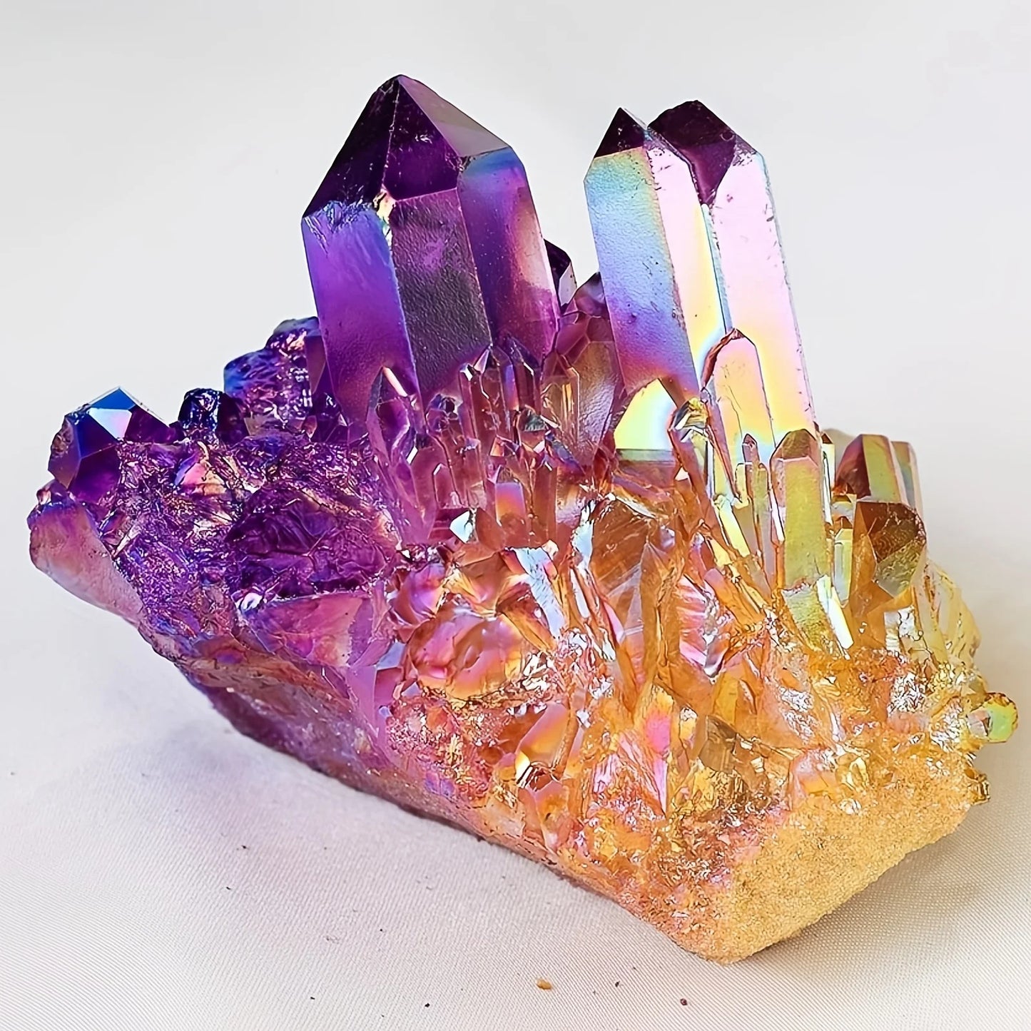 1pc Angel Halo Crystal Cluster - Amethyst, Titanium Rainbow Limeria Tip, for decorative purposes, desktop accessories.