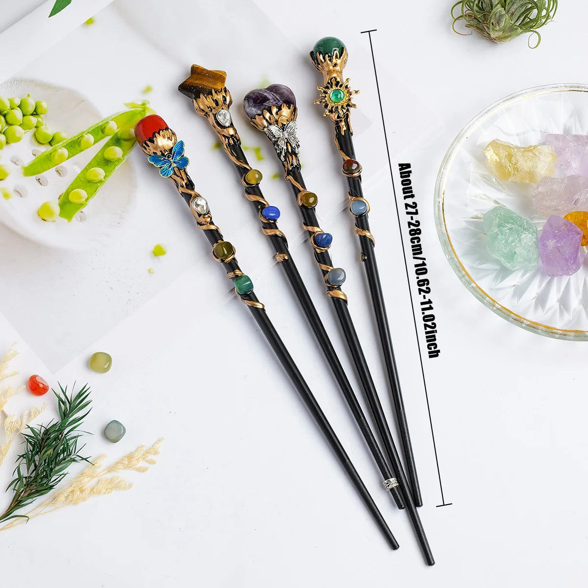 Crystal Magic Wand | Butterfly Star Heart Crystal Wand | Witchcraft Altar Tool | Spiritual Decor | Healing Crystal Scepter | Witchy Gift