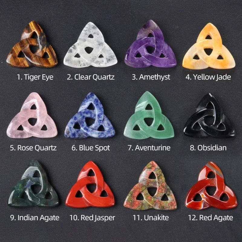 Trinity Knot Crystal | Celtic Knot Healing Stone, Protection & Spiritual Balance (12 Stone Options)