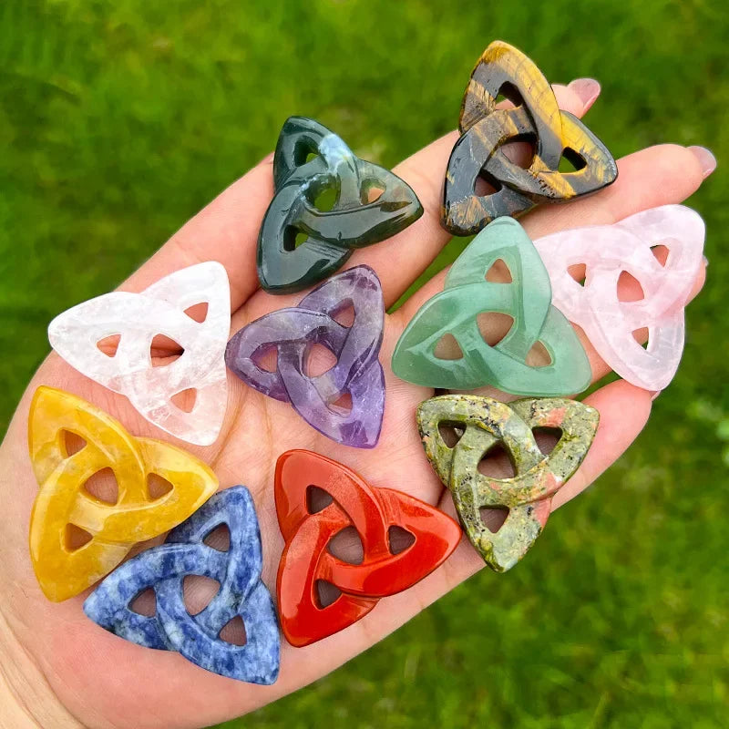Trinity Knot Crystal | Celtic Knot Healing Stone, Protection & Spiritual Balance (12 Stone Options)