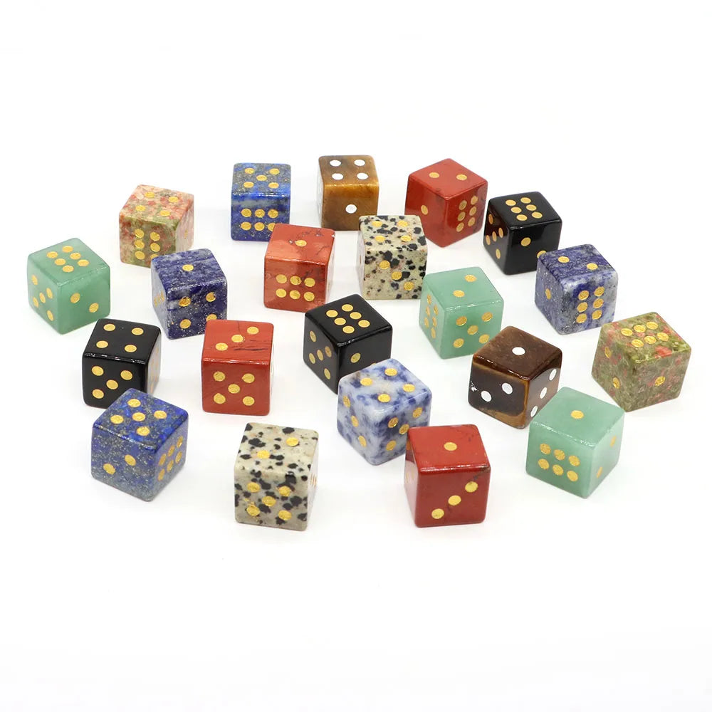 15mm Natural Stones Six Sided Dice Healing Crystal Lapis Lazuli Quartz Gems Crafts Energy Mineral Game Supplies Home Decor Gifts