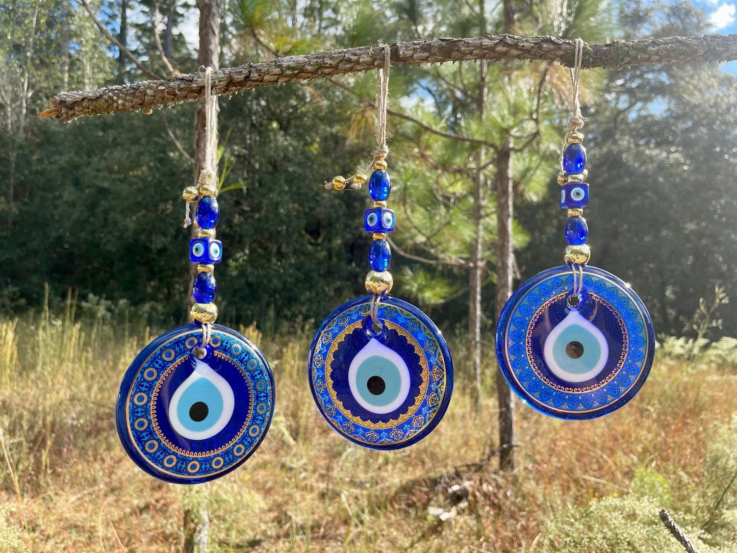 Wall Hanging Evil Eye Nazar Boncuk Mal De Ojo, Modern Boho Style Home Decor -- Multiple Styles-0