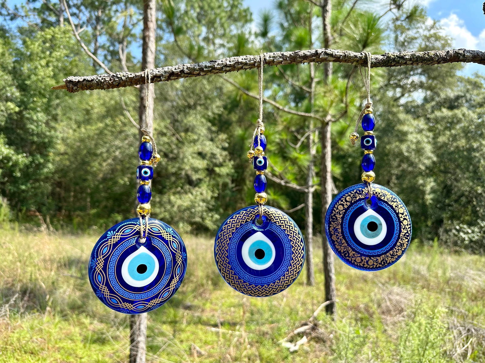 Wall Hanging Evil Eye Nazar Boncuk Mal De Ojo, Modern Boho Style Home Decor -- Multiple Styles-1