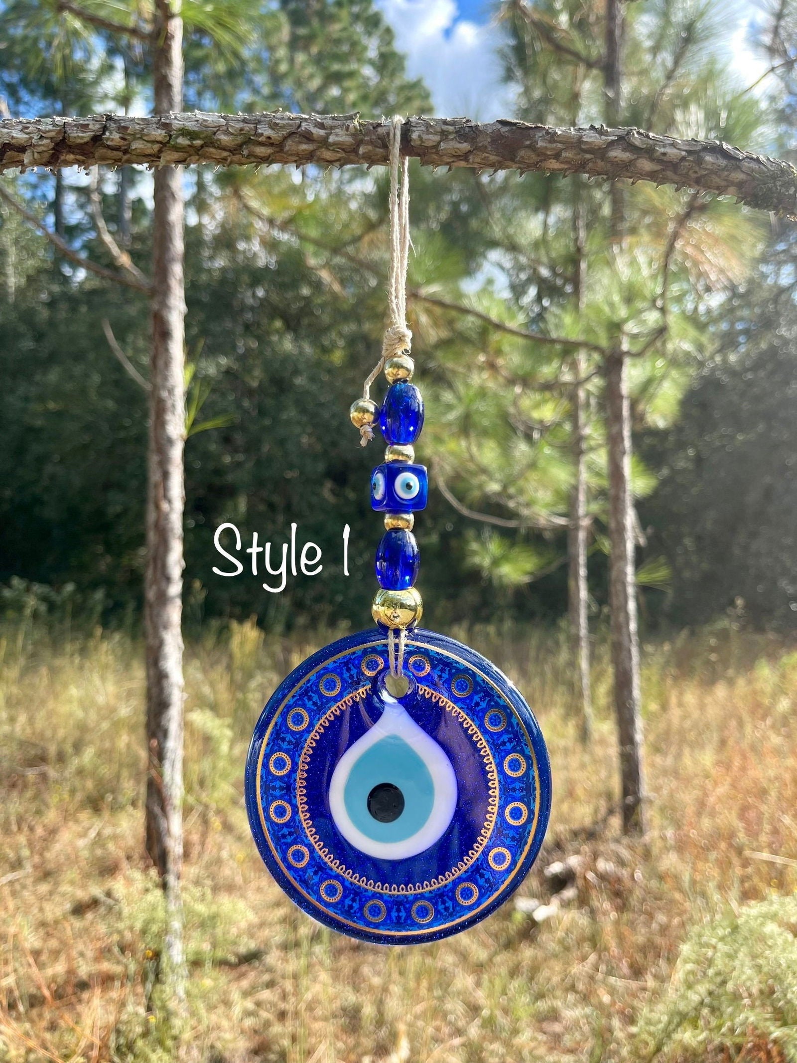 Wall Hanging Evil Eye Nazar Boncuk Mal De Ojo, Modern Boho Style Home Decor -- Multiple Styles-2