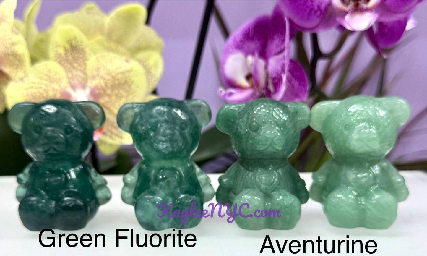 2 INCH Natural Crystal Teddy Bears Healing Energy