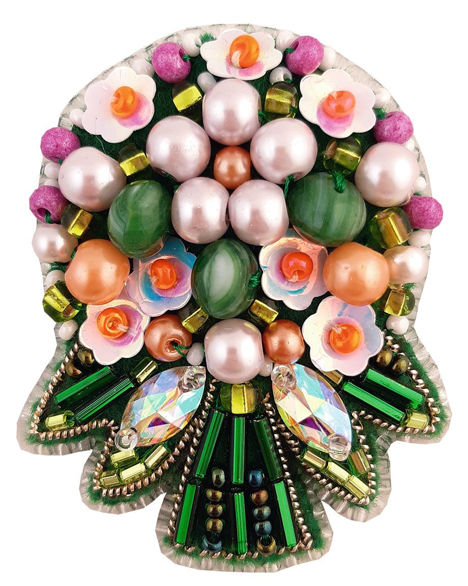 BP-273C Beadwork kit for creating broоch Crystal Art "Bouquet"