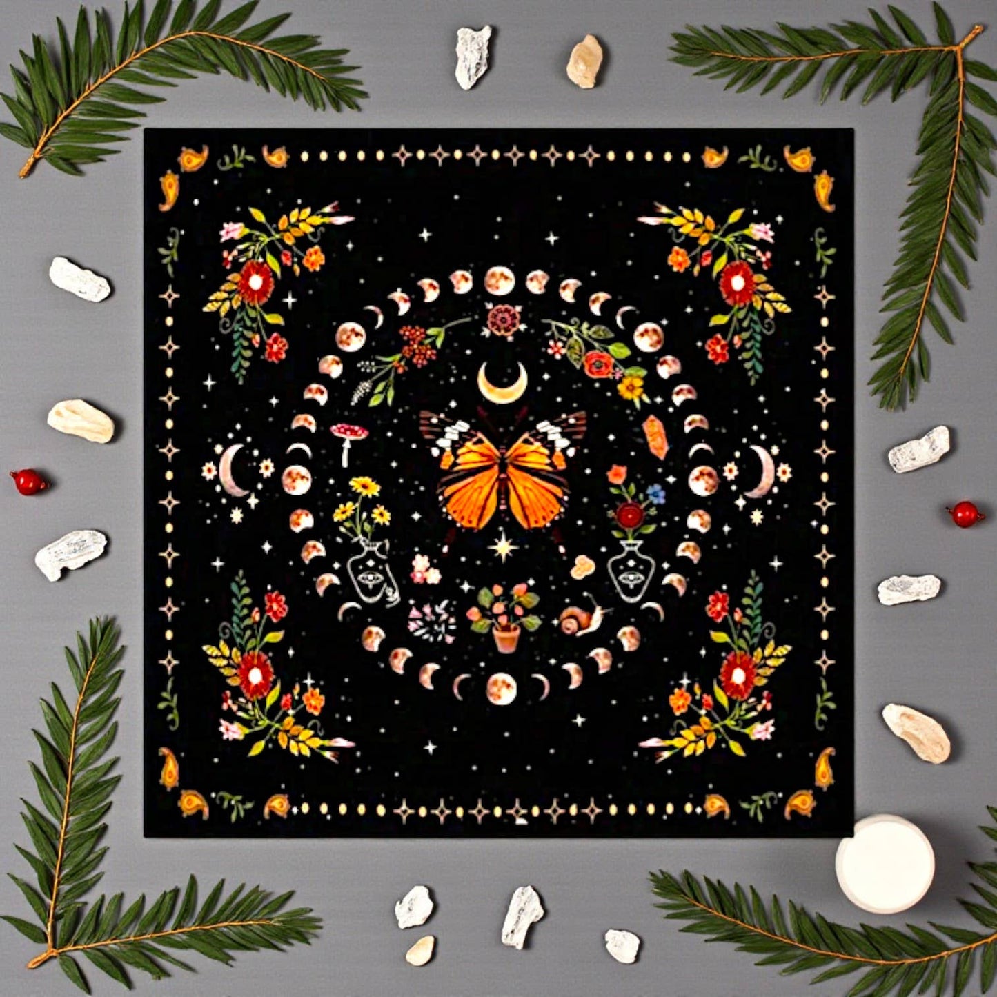 Funky Aura Boutique - Botanicals and Butterflies 29.5" x 29.5" Tapestry/Cloth