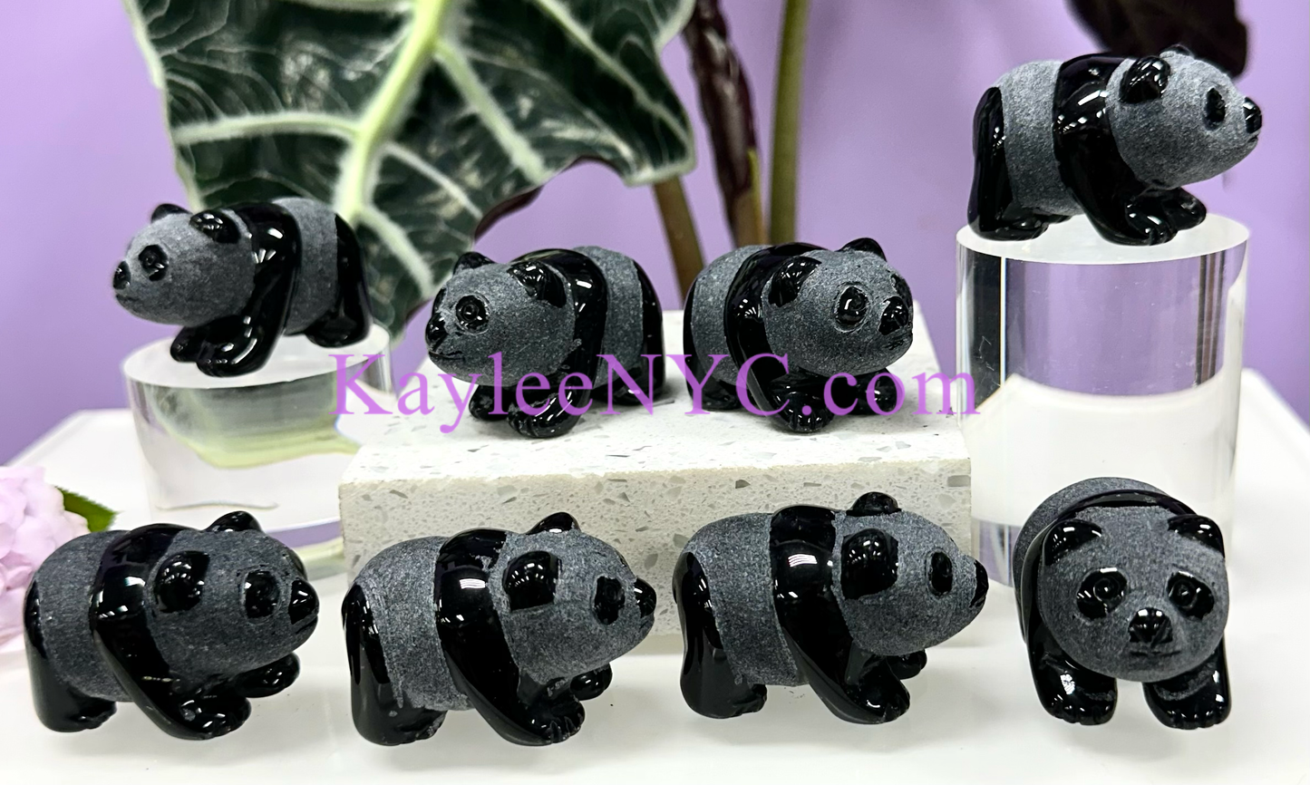 2” Natural Black Obsidian Panda Crystals