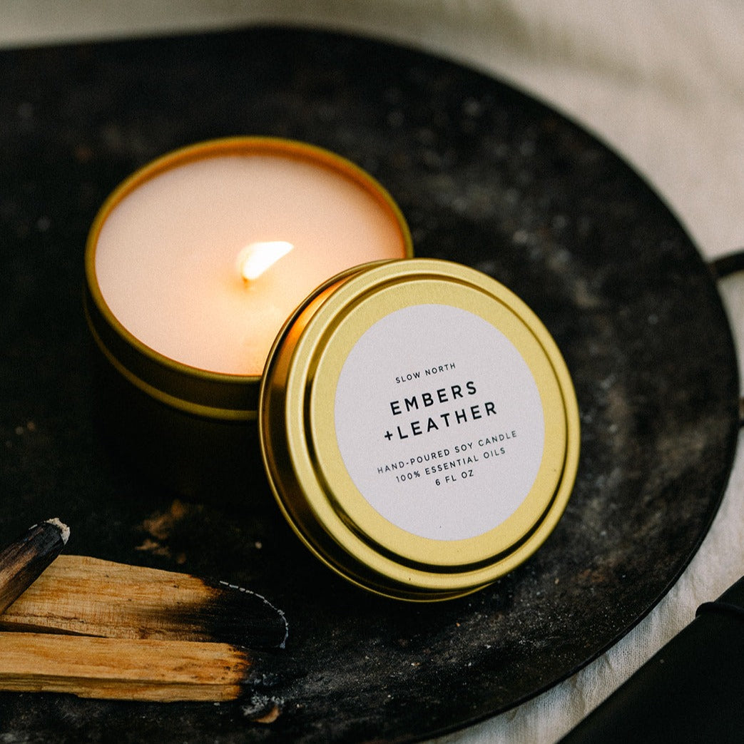 Earthy Essence Candle Embers + Leather - Vetiver + Cedar + Patchouli