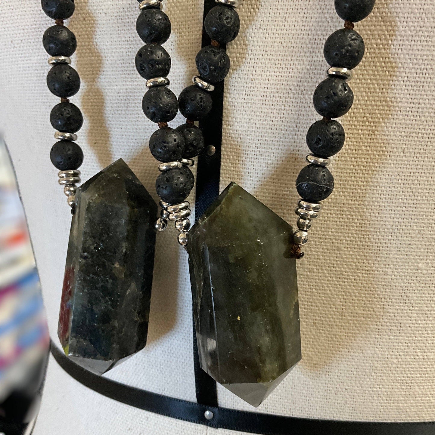 Peace Love Bling - Vesuvius Lava and Labradorite Necklace