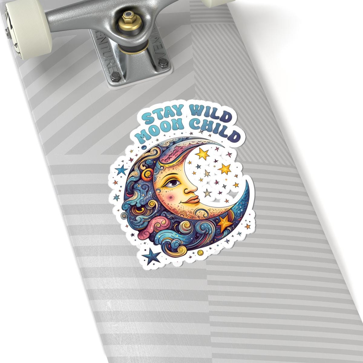 ColorFlow | Stay Wild Moon Child Celestial Moon Face Cosmic Boho Art Vinyl Sticker