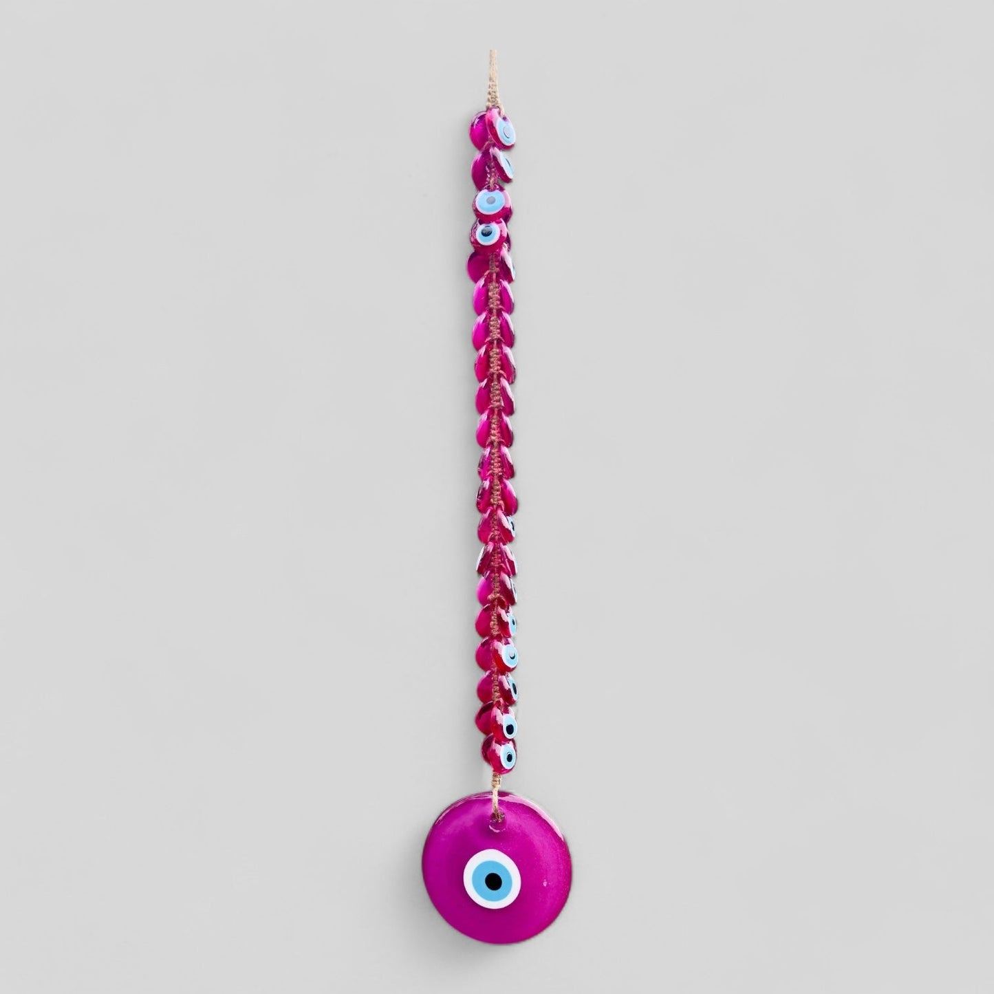41 Piece Evil Eye Wall Hanging Decor | Evil Eye Beads | Macrame Evil Eye Decor | All Pink Evil Eye Beads House Protection | Nazar Boncuk