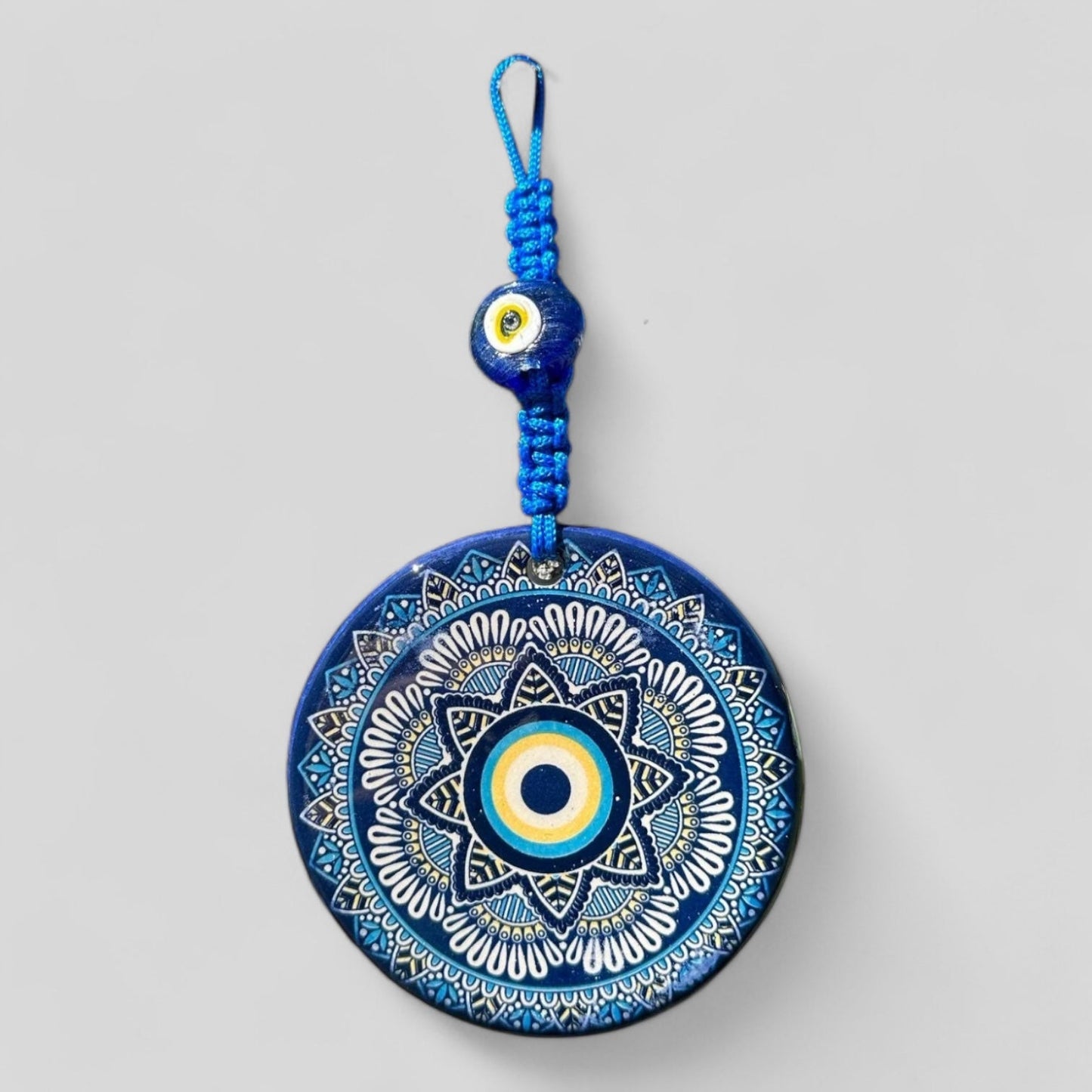 Wall Hanging Ceramic Evil Eye Nazar Boncuk Mal De Ojo, Modern Boho Style Home Decor -- Floral Mandala-0