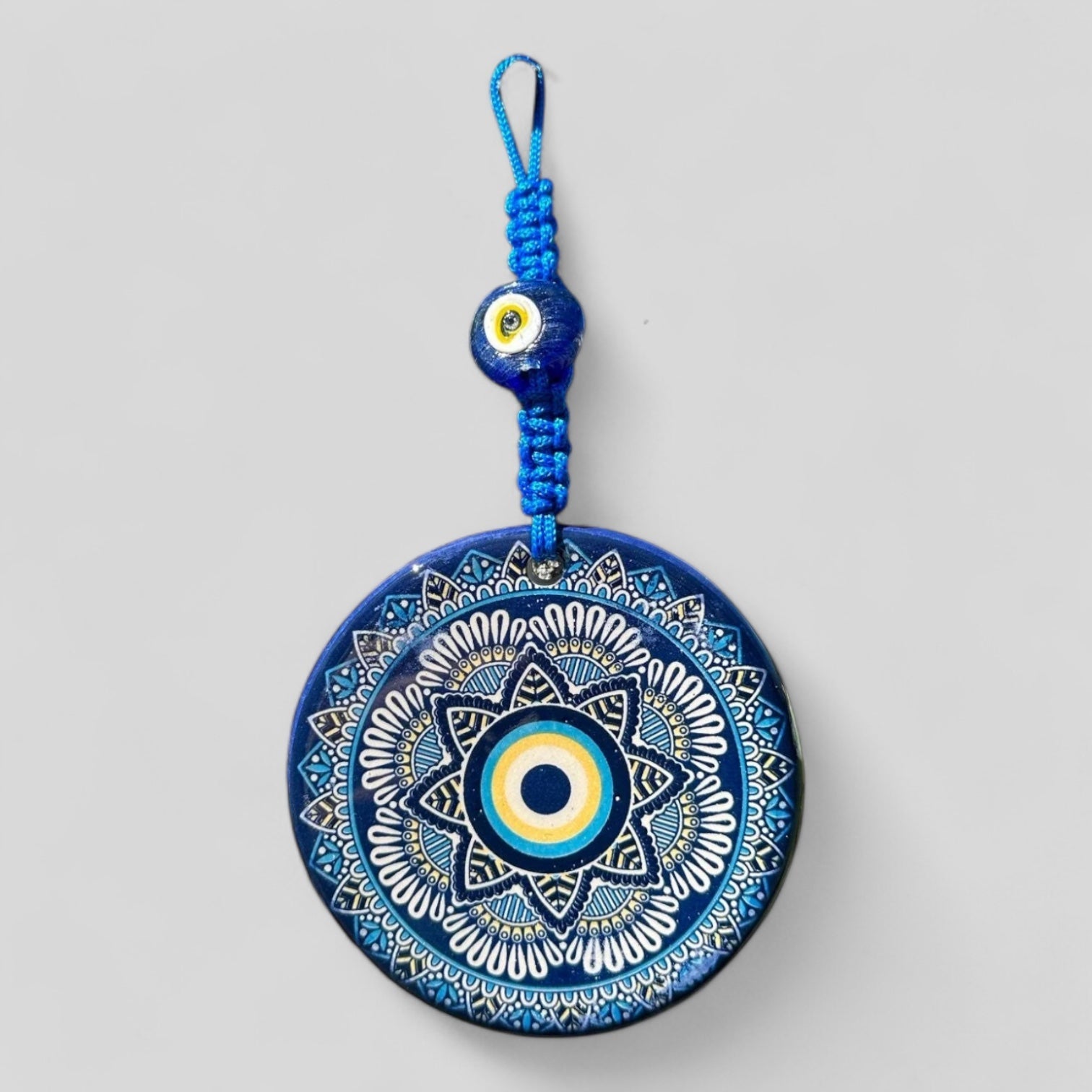 Wall Hanging Ceramic Evil Eye Nazar Boncuk Mal De Ojo, Modern Boho Style Home Decor -- Floral Mandala-0