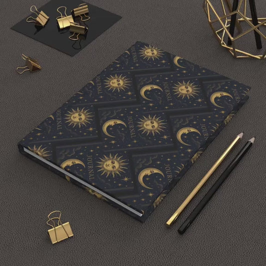 Celestial Hardcover Journal, Moon and Sun Design, Gift for Writers, Boho Journal for Anyone Astrology Art [...]